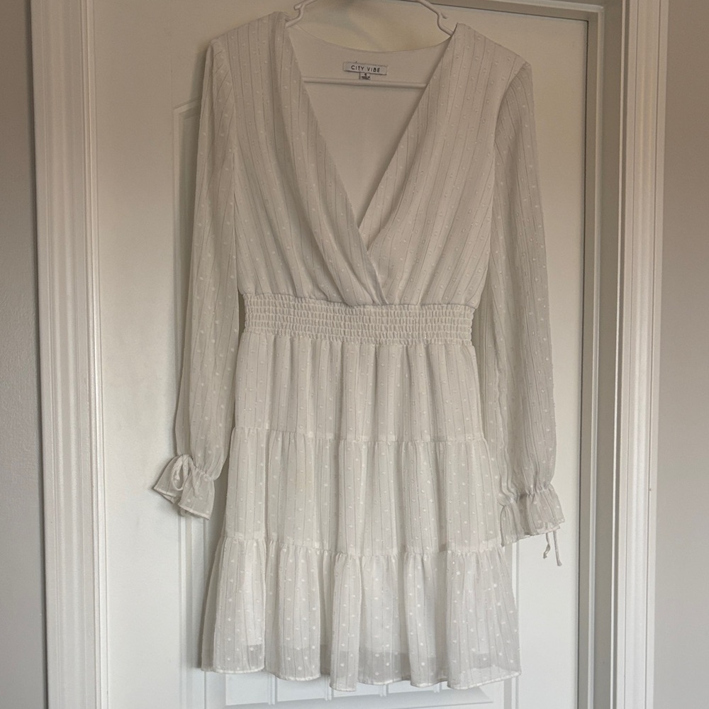 Chicwish White Long Sleeve Dress